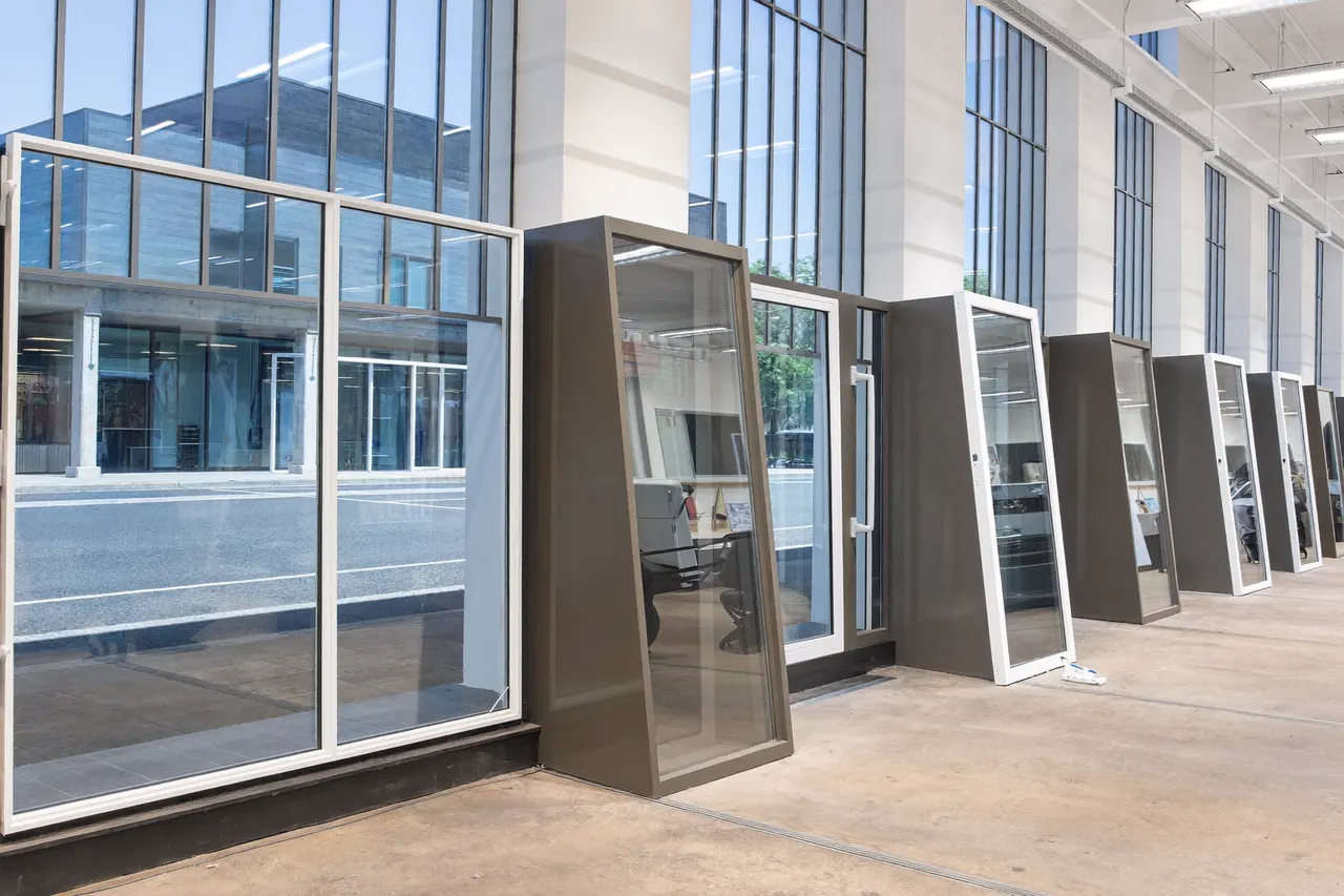 Showroom display of double glazed windows and doors