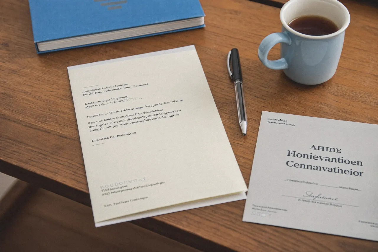 Window installation certificate and paperwork on a desk